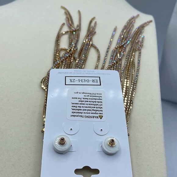 NEW Encour 8” AB rainbow fringe earrings. Special event glam. - Picture 4 of 9